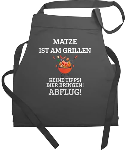 Schürze - Grillschürze - Ist am Grillen mit Namen - Geschenk Vatertag Grill Lustig - 60x87 - Anthrazit - lustige personalisierte