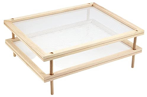 Stendino per Pasta in Legno, Essiccatore per Alimenti in Legno 10 x 20 cm impilabile, Stendino a Circolazione dell'Aria, Scaffale per Conservazione della Frutta Aperto con Rete disidratata, Risparmia