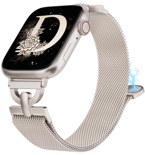 BEEXI Magnetarmband Kompatibel mit Apple Watch Armband Damen D-förmige Mesh | Metall Ersatzarmband passt 38/40/41/42mm, kompatibel mit für iWatch Series 11 10 9 8 7 6 5 4 SE/ 3 2 1