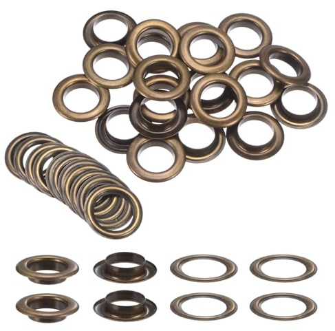 sourcing map Lot de 20 œillets avec rondelles 20 mm en métal pour tissu, rideaux, bâches, ceinture en cuir, sac de ceinture, bricolage, bronze