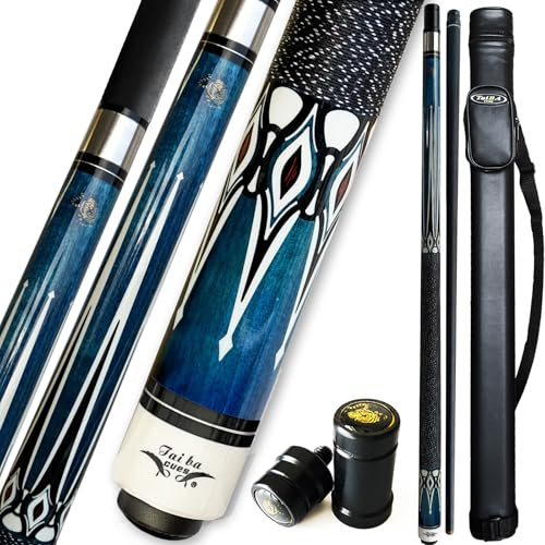 TaiBA Stecca da biliardo professionale in legno di acero canadese, composta da due parti, con custodia 1x1, punta da 13 mm, 147,3 cm, 19-20 Oz (selezionabile) - Blu, Nero, Rosso, Grigio, Verde