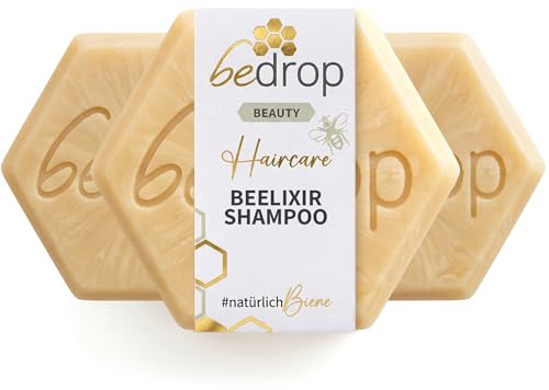 bedrop 3x Festes Shampoo mit Gelée Royale, Manuka Honig & Propolis für brüchiges, sanftes & gesundes Haar, feste Haarseife - 65g - 3er Set zum Sparpreis
