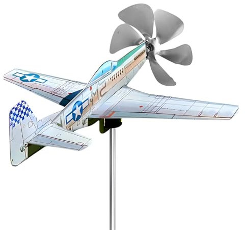 Metall-Windmühle – Flugzeug-Wetterfahne für Hof und Garten, Flugzeug-Skulptur, regenfeste Windskulpturen, Flugzeug-Windfänger für Hof, Outdoor, Garten, Terrasse