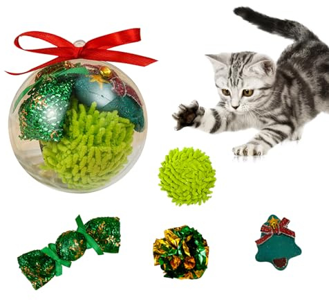 CavspkArt Weihnachten Katzenspielzeug Set 4 Stück Xmas Interaktives katzenspielzeug Haustier interaktive Spielzeug Weihnachten Katzen Spielzeug Variety Pack für Kitty (B)
