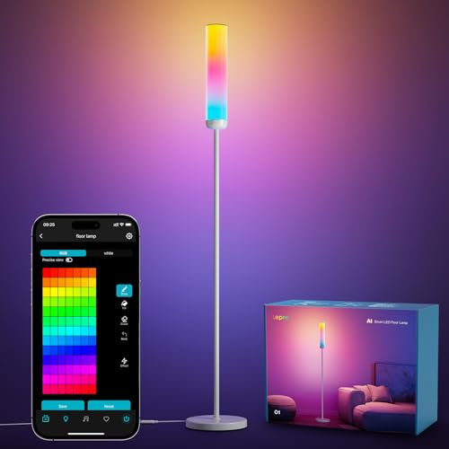 Lepro O1 AI Lámpara de Pie LED, Lámpara de Pie WiFi, Luz Blanca 1800LM, Sincronización Música, Fonciona con Alexa/Google Home, RGB + CCT, Diseñador de Iluminación AI Personalizado para Sala, Leer, TV