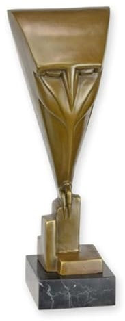 Casa Padrino Luxus Bronze Deko Figur Eule Art Deco Abstrakt 10 x 8.5 x H. 28.6 cm - Bronze Deko Skulptur