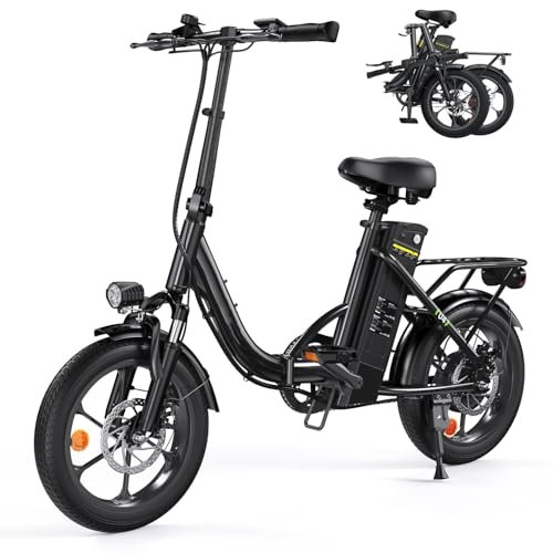 Finbike U4 Electric Bike, 16inch Folding Electric Bicycle with 10.4Ah Removable Battery, 60KM Max Range, 3 Riding Modes, Front Suspension, Foldable E-bike for Adults/Teens