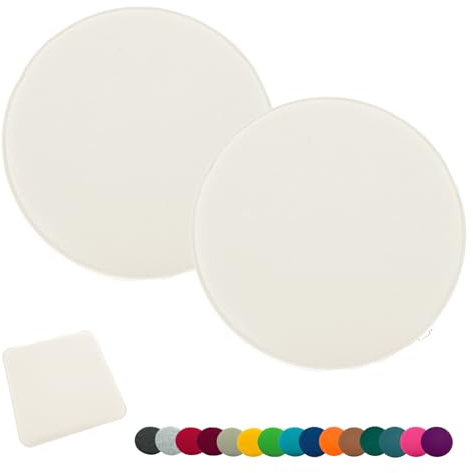 heimtexland ® 2er Pack Sitzkissen Filz Stuhlkissen Bodenkissen Polster Stuhlauflage Indoor Outdoor Kissen rund Typ631 Filzkissen wollweiß 35x35 cm 2 Stück