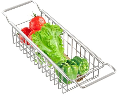 Stendino per lavello - Scolapiatti da cucina, cestello sotto il ripiano | Stendino sopra il lavello con design telescopico, scolapiatti da cucina in metallo resistente, scolapiatti da cucina salvaspaz