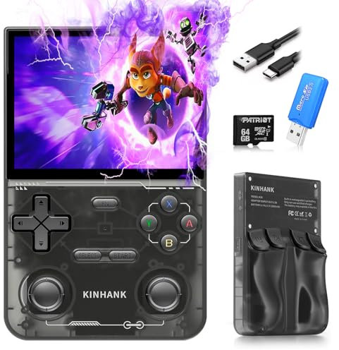 K36 - Console di gioco portatile - Console retrò portatile con oltre 9.000 giochi retrò, più di 30 emulatori, display IPS da 3,5 pollici, console di gioco retrò wireless (Nero)