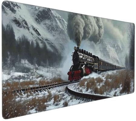 Gaming Tapis de Souris Le Train, Grand Tapis de Souris XXL 1600x800x3 mm, Tapis Souris pour Clavier et Bureau, avec Bords Surpiqués et Dos Antidérapant, for Gamer Gaming Accessoire E-497