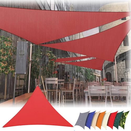 Voile d'ombrage Imperméable Triangulaire 14x14x14m Anti-UV avec Cordes pour Extérieur Terrasse Jardin Carport Terrasse Piscine Balcon