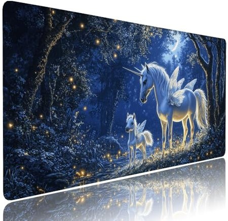 Tappetino Mouse Gaming xxl Accessori Scrivania Ufficio Blu Cavallo Grande Tappetino Mouse e Tastiera Sottomano da Scrivania, Gaming Accessori pc 1200x600x3mm Base Antiscivolo, per PC Laptop d-801