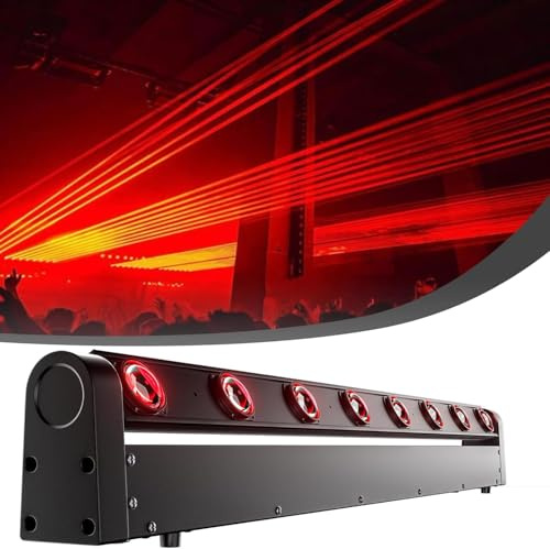SHEHDS Moving Head Licht Bar LED 8x12W RGBW 4IN1 Strahl- und Blitz-Effekt 8° Linsenwinkel Bühnenlicht Bar 180° Neigung DMX- und Soundsteuerung DJ-Lichter Bar