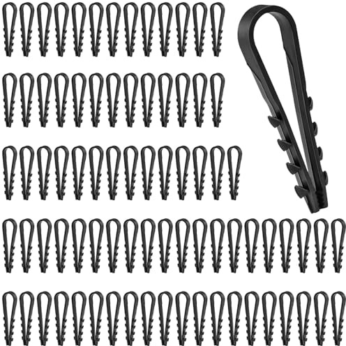 FLEXNOVA Schlaufendübel, 100 Stück Dübelklemmschelle 5-10mm Kabelschelle Spannbereich U-Förmiges Nylon Stecklaschen Dübel Steckschlaufe Schlaufendübel für Kabelbefestigung(Schwarz)