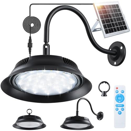 FabStyl Luz Solar Exterior para Graneros de 3W, Luces Solares con 3 Temperaturas de Color | Temporizador | Batería de 5000mAh para Graneros, Garajes y Patios Traseros