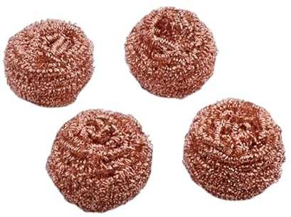 Esponja de cobre, raspador de cobre pesado de cocina ollas de cocina cepillo de limpieza (4 piezas)