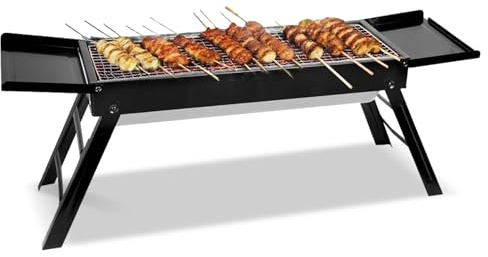 Zyntora Parrilla de carbón portátil, parrilla de carbón para exteriores, accesorios pequeños para barbacoa para camping, playa, picnic, mochilero, jardín