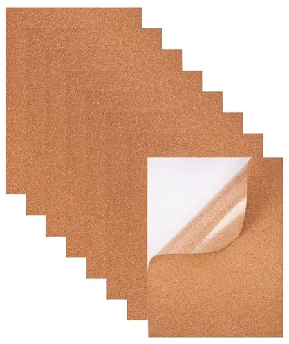 Wzxksoac Paquete de 8 Tableros de Corcho Autoadhesivos de 1 mm de Grosor, 30 X 21 cm, para Pared. Ideales para Decorar y Suelos.