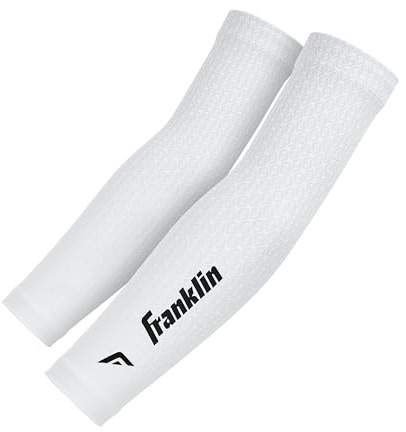 Franklin Sports Baseball Arm Sleeves - Baseball + Softball Arm Compression Sleeves for Boys + Girls - Youth Arm Compression Sleeves Pair - White - Youth OSFM