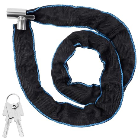 Adiwo Bike Lock with 2 Keys, 105cm Heavy Bicycle Chain, Anti-Theft and High Security Cycling Lock with Waterproof Cover, Steel Chain for Bicycle, Moto, MTB, Door, Fence