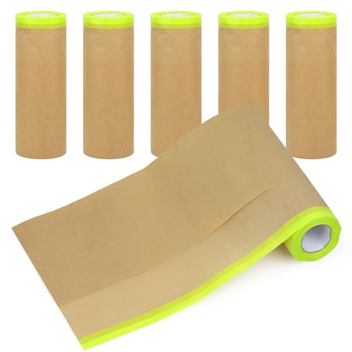 WENLISELL 6 Rolls Masking Paper for Spraying, 45cmx15m Masking Film | Self Adhesive Masking Film Rolls, For Car Wall Floor Furniture Covering
