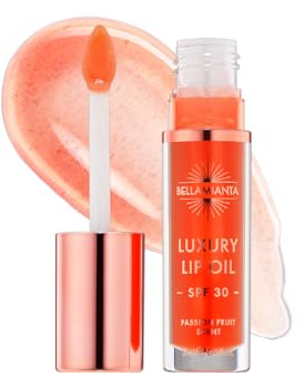 Bellamianta Luxury Lip Oil, Coral, SPF 30, Hydrating, Nourishing, with Hyaluronic Acid, Rose Hip Oil, Vitamin E, 3ml