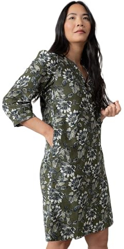 Lily & Me Harvest Cotton Pincord Shift Dress - Moss - Size 14