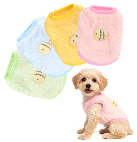 4 Pcs Kitten Clothes Teacup Dog Clothes Winter Warm Fleece Puppy Pet Clothes for Mini Newborn Dogs,Cat (XXS)