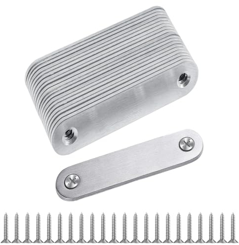 20 Piezas Soportes Planos de Acero Inoxidable, Conector de Metal Plano, Placas de Unión Madera, con Tornillos, para Reparación de Muebles, Conexión de Metales y Madera (Set E)