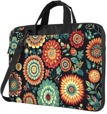 Stile Boemia Fiori E Foglie Laptop Bag Laptop Case 15.6 Pollice Borse Del Computer Imbottito Della Copertura Del Manicotto