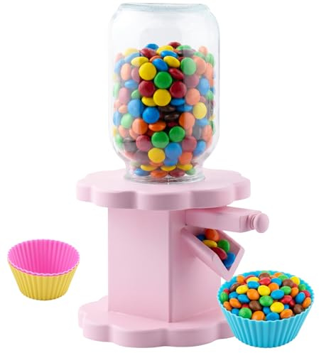 Wunzkii Pink Wooden Candy Dispensers, Vintage Gumball Machine, Snack Storage Machine, Fun Candy Containers for Kids, Dessert Tables, Party Favors, Personalized Gift