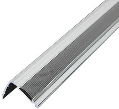 Rutschfeste Treppenkantenprofil aus Aluminium mit Gummistreifen, 110/120/130cm Treppenkantenschutz für Treppen aus Holz Vinyl Fliesen(130cm/51in)