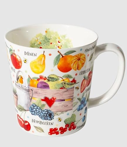 Kaffeebecher Obstgarten, Kaffeetasse Tassen Teetassen Kaffeepott Henkelbecher, Obst Früchte