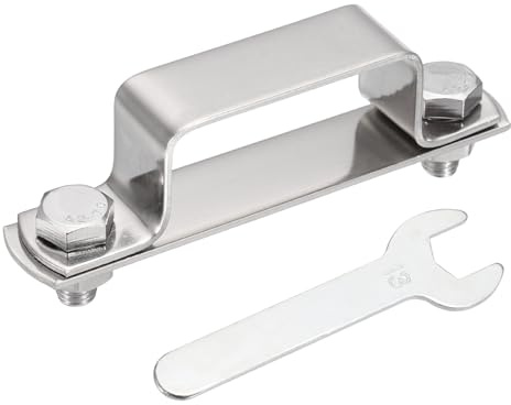 QUARKZMAN Soporte En Forma De U Para Tubo Cuadrado 50x25mm | Abrazadera En Forma De U De Acero Inoxidable 304, Con Placa De Pernos Tuercas Y Llave, Para Tubos Barras De Cierre De Puerta