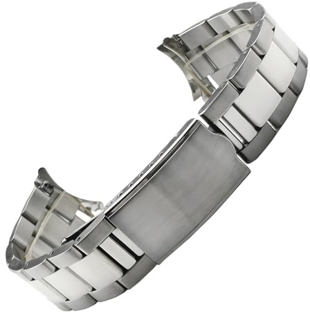 ROUREOX Estremità Curva Banda Metallo Cinturino Orologio Acciaio Inox Vintage Chiusura Subacquea Bracciale Ricambio per Seiko - Argento brillante 21mm