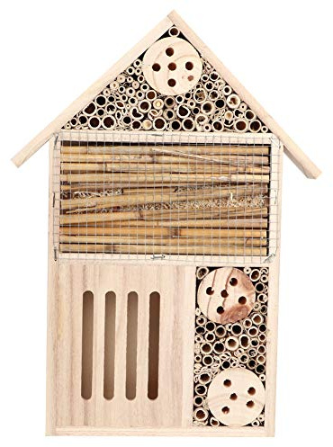 Bio-Bestäuberhaus aus Holz für den Garten |Sicheres Bienenhaus lockt Bestäuber an |Tierheim im Freien für Jugendliche/Grüne Dekoration |3 Größen wiederverwendbar (Style A)