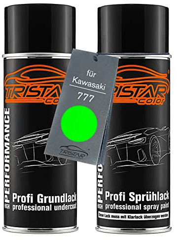 TRISTARcolor Motorradlack Set Spraydosen für Kawasaki 777 Verde | Set aus Grundlack + Basislack, Sprühdosen 400ml