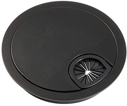 Gedotec Metall Kabeldurchlass Schreibtisch Kabeldurchführung rund - STYLE für Möbel - Wand & Tische | Stahl schwarz matt | Kabelführung zum Eindrücken | Gesamt-Ø 90 mm | 1 Stück - Design Kabel-Ausgang