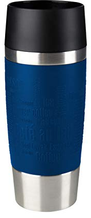 Tefal Travel Mug K3082114 0,36 l, marineblaue Silikonhülle, 100% auslaufsicherer Thermobecher, doppelwandige Vakuumisolierung, Heiß- & Kaltgetränke, 360°-Trinken, spülmaschinenfest, 5 Jahre Garantie