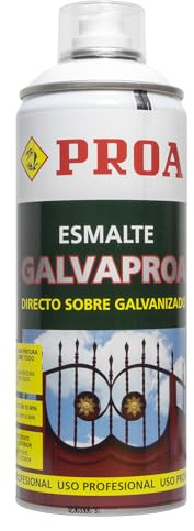 GALVAPROA SPRAY DIRECTO SOBRE GALVANIZADO. Negro Ral 9005. 400 ML. Pintar galvanizado sin necesidad de imprimación.