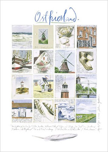 empireposter Gerke, Sabine Kunstdruck - Grösse 50x70 cm Ostfriesland + 2 St Posterleisten Alu 63 cm