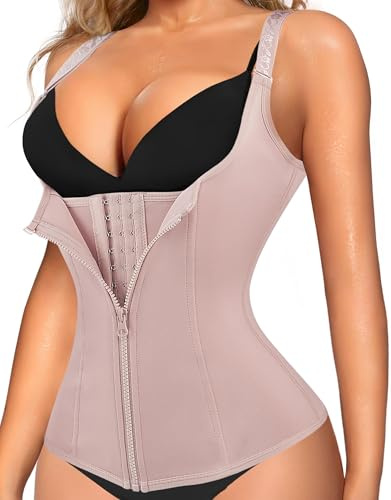 Gotoly Damen Unterbrust Korsett Figurformend Bauchweg Body Shape Tank-Top Stark Formend Körperformer Mieder Verstellbar Oberteil Shapewear (XL, Beige)