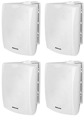 Rockville WET-6W 70V 6.5 IPX55 White Commercial Indoor/Outdoor Wall Speakers, Vented ABS Cabinet with Aluminum Grille and Swivel Mount Bracket, for Restaurants, Patios, and Retail Spaces, 4-Piece