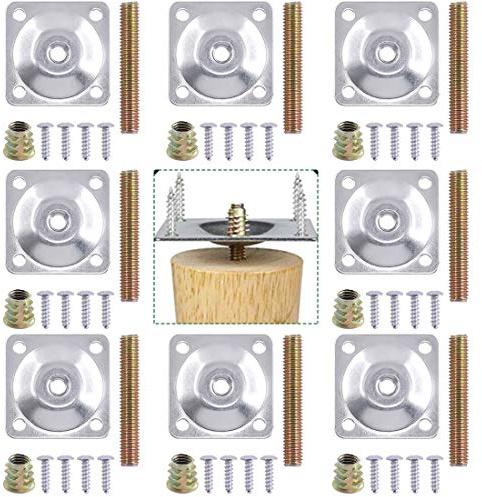 Keadic 8 Sets Möbelbein-Montageplatten mit Schrauben, industrielle Stärke, T-Platte M8 Sofabeine, perfekt für die Reparatur beschädigter Sofas, Couch-Sitze