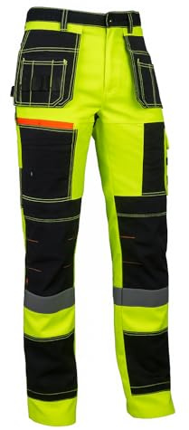 Urgent Arbeitshosen reflektierende Arbeitshose Monteurs Arbeitshose (DE/NL/SE/PL, Regular, Standard, (DE/NL/SE/PL, Numerisch, 50, Regular, Regular, Standard, Schwarz Gelb)