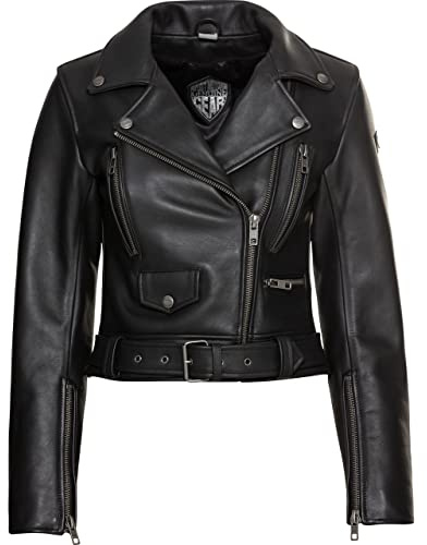 Spirit Motors Veste de Moto avec Protections Veste de Moto Bad Bonnie Veste Femme en Cuir Noir M, Femmes, Lifestyle, Toute l'année