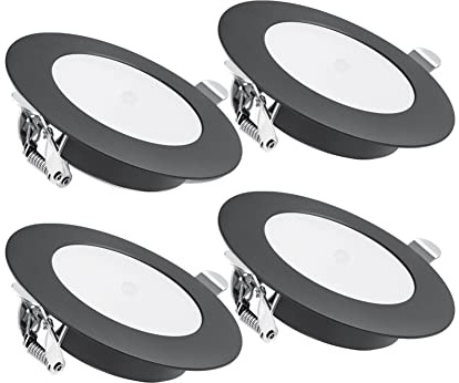 acegoo 4 x 12V Einbaustrahler Wohnmobil LED Einbauleuchte mit Ein/Aus-Dimmschalter&Blaues Nachtlicht Spot 3W 285lm Dimmbar Einbauspot Downlight für Boot Wohnwagen Camper Küche(Schwarz 5000K)