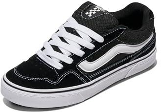 Vans Mens Size 7, Caldrone Sneaker Black & White Suede & Mesh Canvas Lace Up Shoes, Low Top Men's Trainers, Lightweight Sports Shoes Active Wear Range (7 UK)
