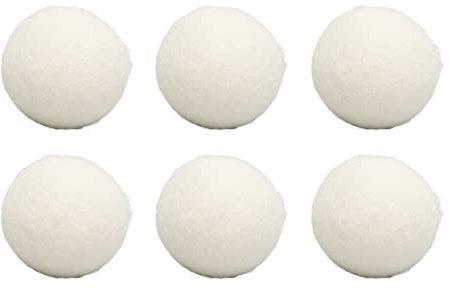 6Pcs Wool Drying Balls, Skin Friendly Fabric Softener, Reusable Static Reduction Time Saving Drying Ball for Shorten Drying Time, Impurities Adsorption, Moisture & Odour Removal (6cm)